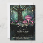 Baptism Blessing Enchanted Garden Forest Mushrooms Einladung (Vorderseite)
