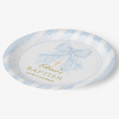 Baptism Blue Bow Baby Boy Pappteller (Schrägansicht)