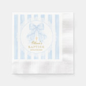 Baptism Blue Bow Baby Boy Serviette (Vorderseite)