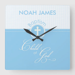 Baptism Blue Child of God, Customizable Quadratische Wanduhr