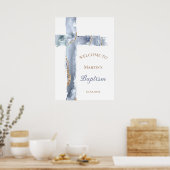 Baptism | blue cross welcome sign poster (Küche)