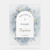 Baptism blue foliage clear welcome sign acrylschild (Vorderseite)