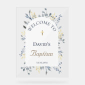 Baptism blue foliage clear welcome sign acrylschild (Vorderseite)