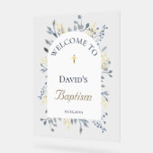 Baptism blue foliage clear welcome sign acrylschild (Winkel)