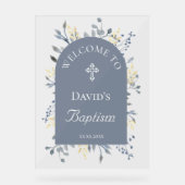 Baptism blue foliage clear welcome sign acrylschild (Vorderseite)