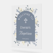 Baptism blue foliage clear welcome sign acrylschild (Winkel)