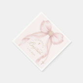 Baptism Blush Pink Bow Pearls Serviette (Ecke)
