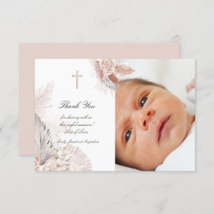 Baptism boho Aquarellfarben Rose danke Karte