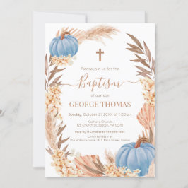 Baptism Boho Pampas arrangement blue Pumpkin Einladung