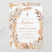 Baptism Boho Pampas arrangement white Pumpkin Einladung (Vorne/Hinten)