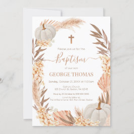 Baptism Boho Pampas arrangement white Pumpkin Einladung