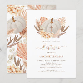Baptism Boho Pampas white Pumpkin Invitation Einladung