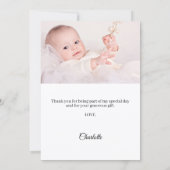 Baptism bow white ivory pearls photo dankeskarte (Rückseite)