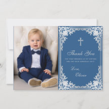 Baptism Boy Foto Classic Blue Vintag Elegante