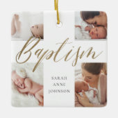 Baptism Calligraphy Photo Collage Baby Keepsake Keramikornament (Vorderseite)
