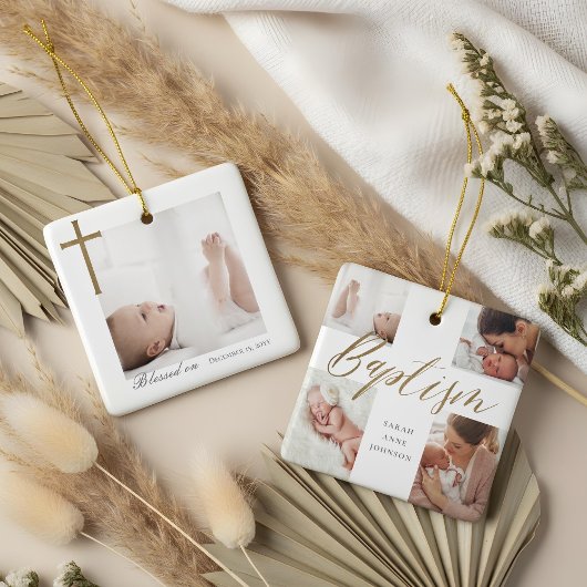 Baptism Calligraphy Photo Collage Baby Keepsake Keramikornament