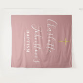 Baptism Christening Dusty Rose Pink Photo Backdrop Wandteppich (Vorderseite (Horizontal))