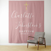 Baptism Christening Dusty Rose Pink Photo Backdrop Wandteppich (Beispiel)