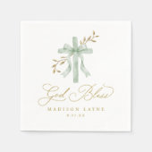 Baptism Communion Gold God Bless Bow Cross Serviette (Vorderseite)
