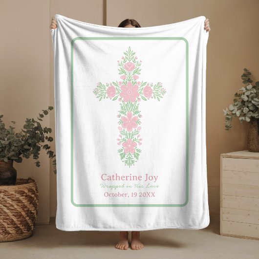 Baptism Custom Name Fleece Blanket Godparents Gift