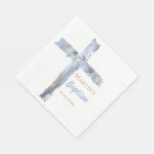Baptism dusty blue agate Holy Cross Serviette (Ecke)