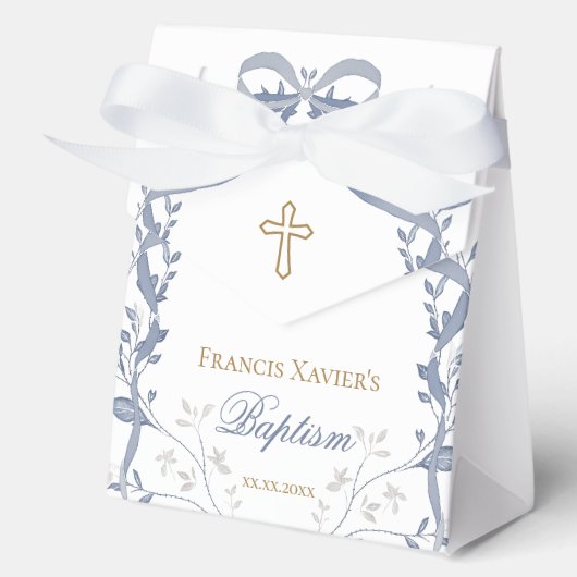 Baptism elegant blue bow geschenkschachtel (Vorderseite)