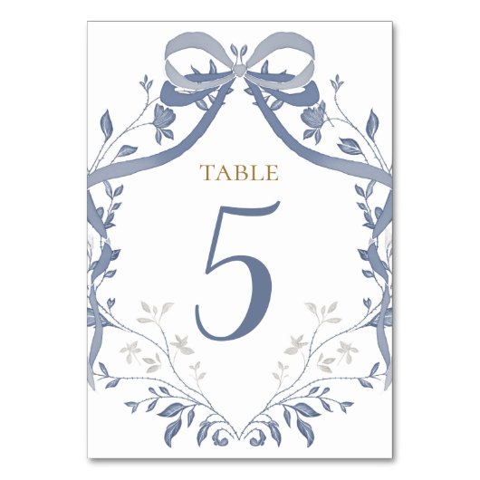 Baptism elegant blue bow tischnummer (Vorderseite)