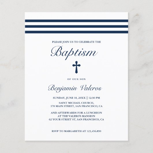 BAPTISM Elegante gestreifte Marine Blue Cross Budg (Vorderseite)