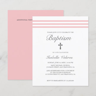 BAPTISM Elegantes gestreiftes pastellrosa Kreuz Bu