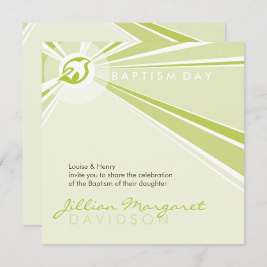 BAPTISM ERSUCHT :: moderne Taube 7SQ Einladung (Vorne/Hinten)