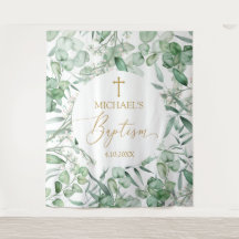Baptism Eucalyptus greenery backdrop banner