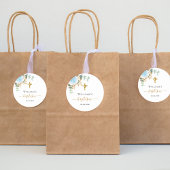 Baptism eucalyptus greenery blue floral boy runder aufkleber