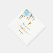 Baptism eucalyptus greenery blue floral boy serviette (Ecke)
