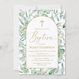 Baptism Eucalyptus leaves Invitation Einladung