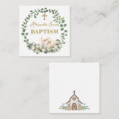 Baptism Eucalyptus Roses Cross  Begleitkarte (Vorne/Hinten)