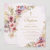 Baptism Floral Orchids Invitation Einladung (Vorne/Hinten)