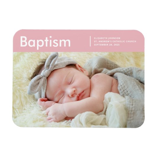 Baptism For Her Modern Minimalist Custom Foto Magnet (Horizontal)