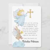 Baptism For Him Watercolor Angels and Cross Dankeskarte (Vorderseite)