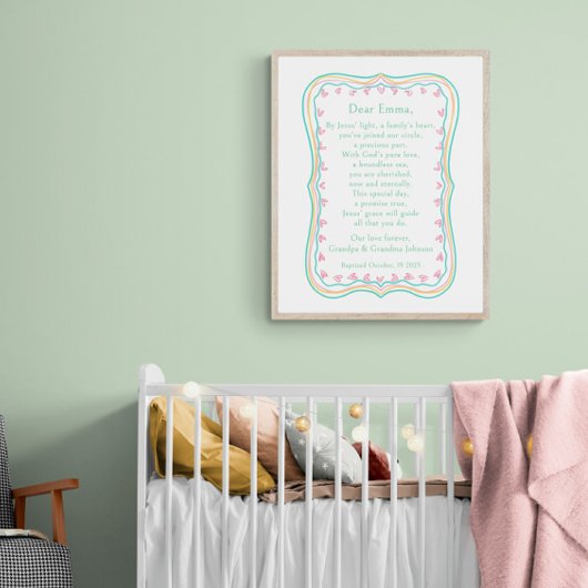 Baptism Gift Grandparent Prayer Nursery Wall Art Poster