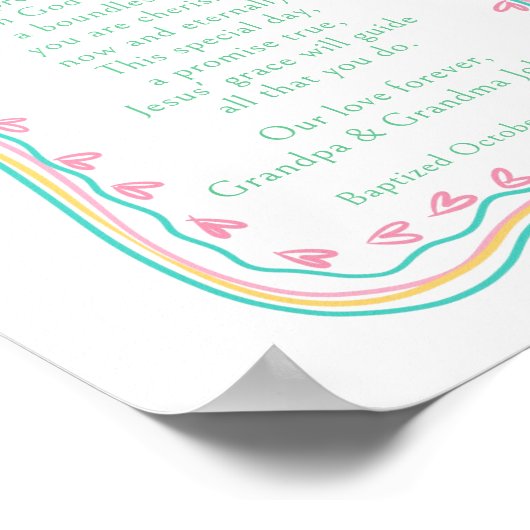 Baptism Gift Grandparent Prayer Nursery Wall Art Poster (Ecke)