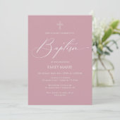 Baptism God Bless Mauve Invitation Einladung (Stehend Vorderseite)