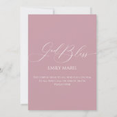 Baptism God Bless Mauve Invitation Einladung (Rückseite)