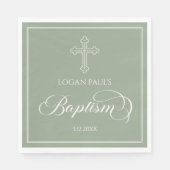 Baptism Gold boho sage modern napkin Serviette (Vorderseite)