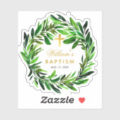 Baptism Greenerity Wreath Imitate Gold Cross Scrip Aufkleber (Blatt)