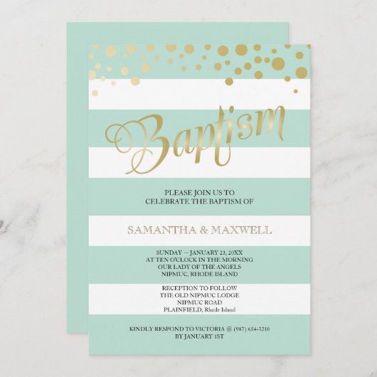 BAPTISM Invasion Gender Neutral - Twins Einladung (Vorne/Hinten)