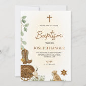 Baptism invitation card with a rustic theme einladung (Vorderseite)