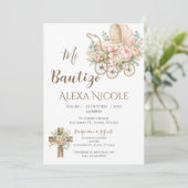 Baptism Invitation in Spanish Boho Einladung (Stehend Vorderseite)