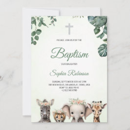 Baptism invitation in watercolour jungle themed  einladung