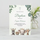 Baptism invitation in watercolour jungle themed  einladung (Stehend Vorderseite)