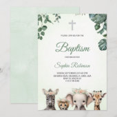 Baptism invitation in watercolour jungle themed  einladung (Vorne/Hinten)